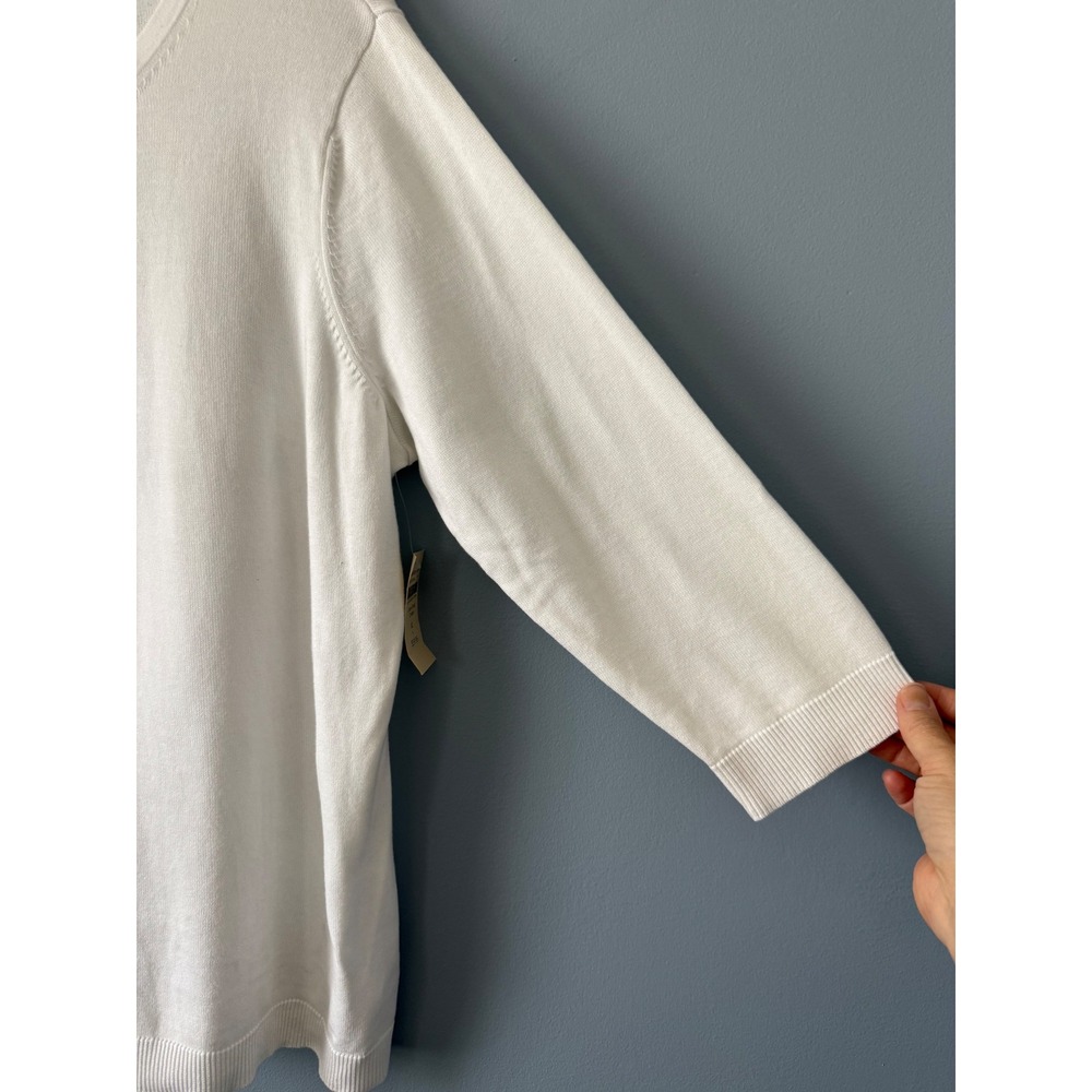 NWT Women's Coldwater Creek White Cotton Classic Cardigan 3/4 Sleeves Size XLarg - Picture 3 of 11